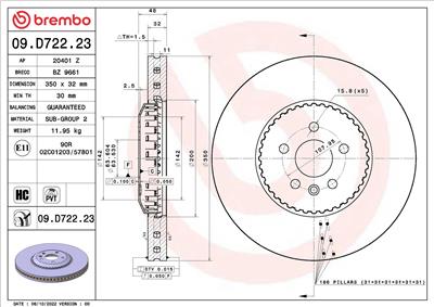 BREMBO 09.D722.23 EAN: 8020584321560.
