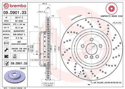 BREMBO 09.D901.33 EAN: 8020584238349.