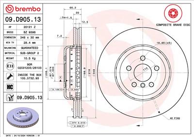 BREMBO 09.D905.13 EAN: 8020584238387.