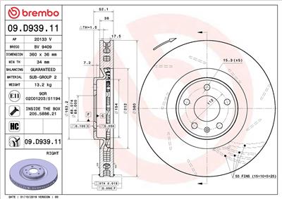 BREMBO 09.D939.11 EAN: 8020584315767.