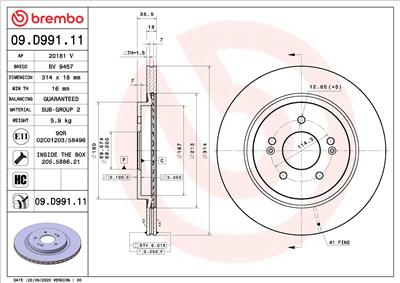 BREMBO 09.D991.11 EAN: 8020584313374.