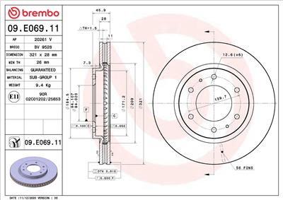 BREMBO 09.E069.11 EAN: 8020584313497.