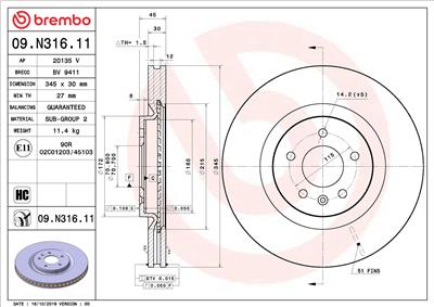 BREMBO 09.N316.11 EAN: 8020584310847.