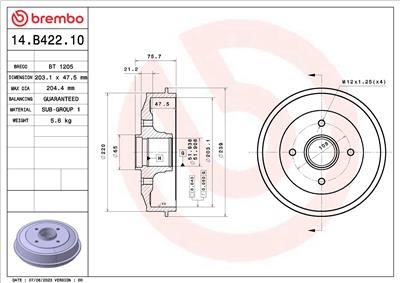 BREMBO 14.B422.10 EAN: 8020584325209.