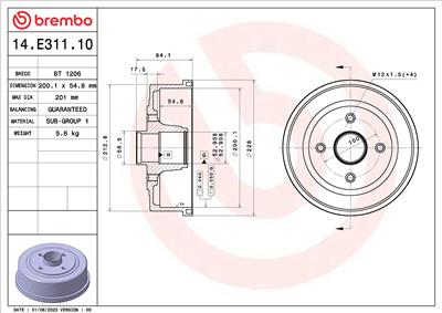 BREMBO 14.E311.10 EAN: 8020584325230.