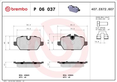 BREMBO P 06 037X Číslo výrobce: 23624. EAN: 8020584068519.