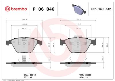 BREMBO P 06 046 Číslo výrobce: 23347. EAN: 8020584059944.