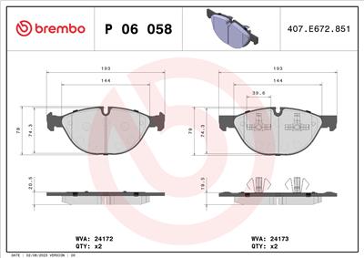 BREMBO P 06 058 Číslo výrobce: 24172. EAN: 8020584090220.