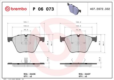 BREMBO P 06 073 Číslo výrobce: 24437. EAN: 8020584102671.