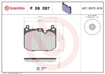 BREMBO P 06 097 Číslo výrobce: 22344. EAN: 8020584086933.