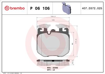 BREMBO P 06 106 Číslo výrobce: 22392. EAN: 8020584087343.