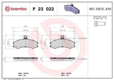 BREMBO P 23 022 Číslo výrobce: 20787. EAN: 8020584050927.