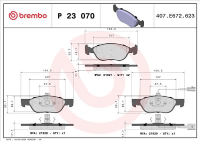BREMBO P 23 070 Číslo výrobce: 21928. EAN: 8020584051405.
