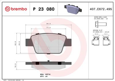 BREMBO P 23 080 Číslo výrobce: 23714. EAN: 8020584051504.