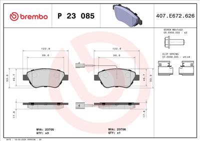 BREMBO P 23 085 Číslo výrobce: 23706. EAN: 8020584051559.