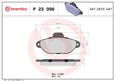 BREMBO P 23 096 Číslo výrobce: 21436. EAN: 8020584051665.