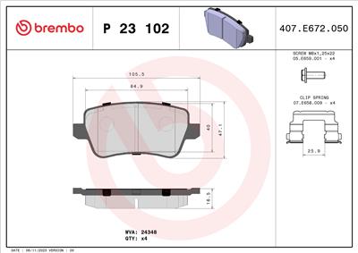 BREMBO P 23 102 Číslo výrobce: 24348. EAN: 8020584051726.