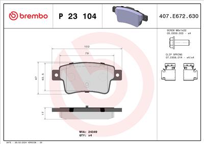 BREMBO P 23 104 Číslo výrobce: 24349. EAN: 8020584059401.