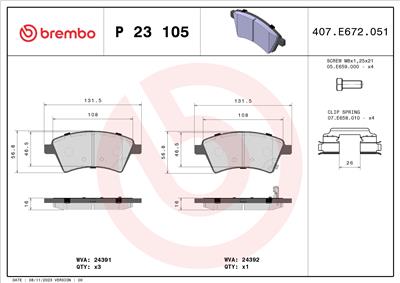 BREMBO P 23 105 Číslo výrobce: 24392. EAN: 8020584059418.
