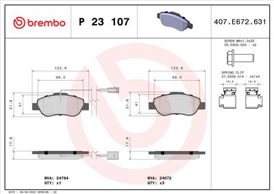 BREMBO P 23 107 Číslo výrobce: 24764. EAN: 8020584059432.