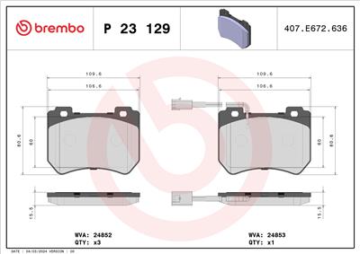 BREMBO P 23 129 Číslo výrobce: 24853. EAN: 8020584090473.