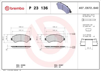 BREMBO P 23 136 Číslo výrobce: 24467. EAN: 8020584102978.