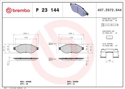 BREMBO P 23 144 Číslo výrobce: 24468. EAN: 8020584108833.