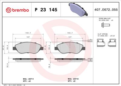 BREMBO P 23 145 Číslo výrobce: 23713. EAN: 8020584108840.