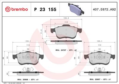 BREMBO P 23 155 Číslo výrobce: 25906. EAN: 8020584112175.