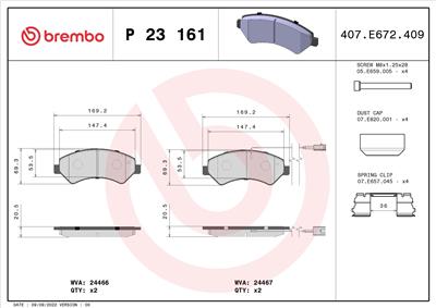 BREMBO P 23 161 Číslo výrobce: 24467. EAN: 8020584112793.