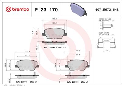 BREMBO P 23 170 Číslo výrobce: 22398. EAN: 8020584084373.