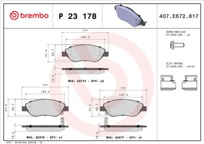 BREMBO P 23 178 Číslo výrobce: 22477. EAN: 8020584084687.