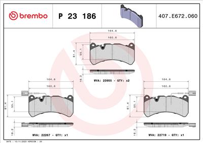 BREMBO P 23 186 Číslo výrobce: 22267. EAN: 8020584087398.