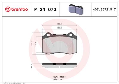 BREMBO P 24 073 Číslo výrobce: 21381. EAN: 8020584060469.