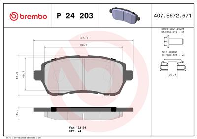 BREMBO P 24 203 Číslo výrobce: 22191. EAN: 8020584087220.