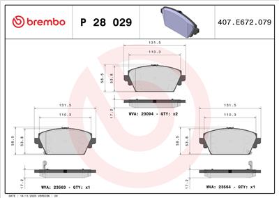 BREMBO P 28 029 Číslo výrobce: 23563. EAN: 8020584052631.