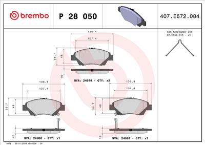 BREMBO P 28 050 Číslo výrobce: 24979. EAN: 8020584090565.