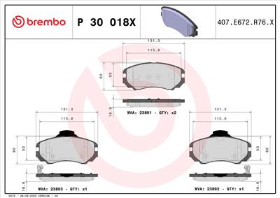BREMBO P 30 018X Číslo výrobce: 23892. EAN: 8020584068854.