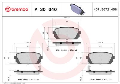 BREMBO P 30 040 Číslo výrobce: 24492. EAN: 8020584060780.