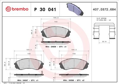 BREMBO P 30 041 Číslo výrobce: 24598. EAN: 8020584060797.