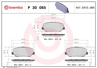 BREMBO P 30 065 Číslo výrobce: 24916. EAN: 8020584104859.