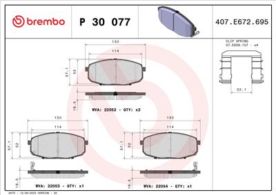 BREMBO P 30 077 Číslo výrobce: 22053. EAN: 8020584081198.