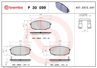 BREMBO P 30 099 Číslo výrobce: 22053. EAN: 8020584069943.