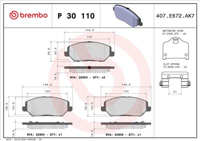 BREMBO P 30 110 Číslo výrobce: 22805. EAN: 8020584115060.