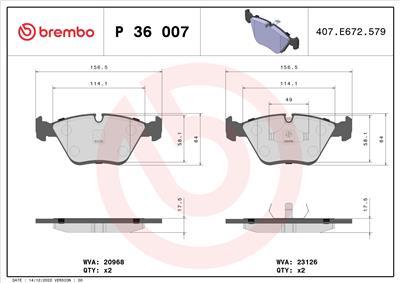 BREMBO P 36 007 Číslo výrobce: 23126. EAN: 8020584053003.