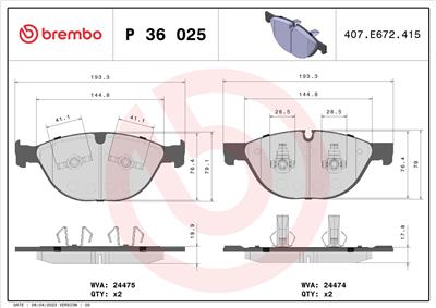 BREMBO P 36 025 Číslo výrobce: 24475. EAN: 8020584103166.