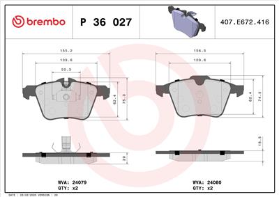 BREMBO P 36 027 Číslo výrobce: 24080. EAN: 8020584108871.