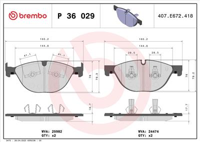BREMBO P 36 029 Číslo výrobce: 24474. EAN: 8020584081181.