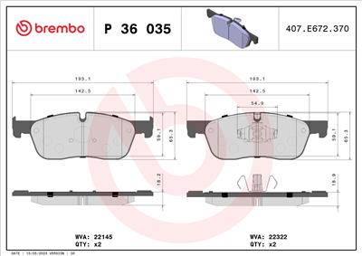 BREMBO P 36 035 Číslo výrobce: 22322. EAN: 8020584084526.