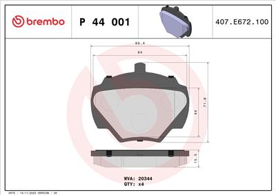 BREMBO P 44 001 Číslo výrobce: 20344. EAN: 8020584053249.